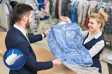 transaction at a dry cleaners - with West Virginia icon